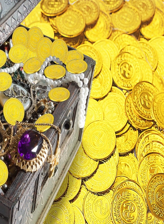SpinLaLa 100 Count Plastic Gold Coins Set, Pirate Treasure Gold Play Coins for Party Theme Props Decorations, Lucky Draw Games Treasure Hunt - Image 5